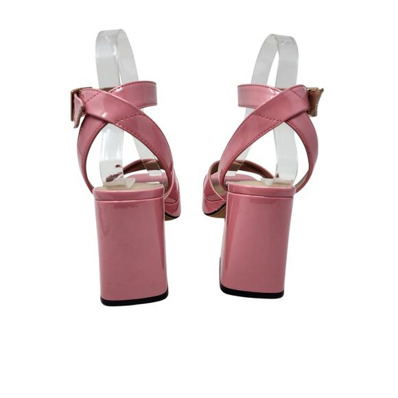 Indigo Rd. Faux Leather Block Heels Open Toe Pump Heels Baby Pink Size 7 M - Picture 8 of 12